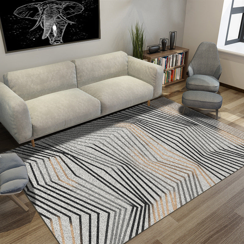 Frendorf | Eenvoudige Noviteit Tapijt in Grijze Strepen Print Area Tapijt Polyester Wasbaar Vloerkleed voor Woonkamer
