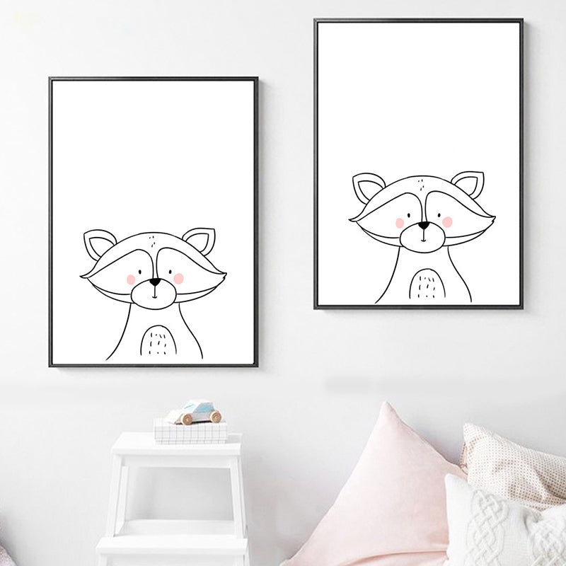 Helle Farben Tiermuster Leinwanddruck Texturiert Kinderkunst Esszimmer Wanddekoration
