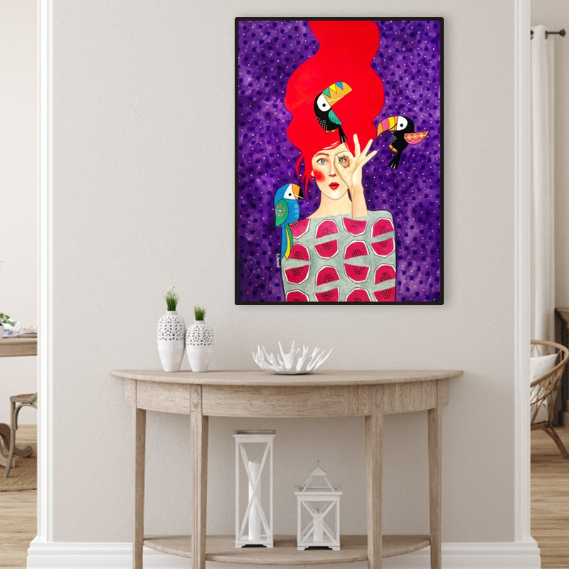 Lichtfarbe Mode Figur Malerei Illustration Glam Texturiertes Leinwand für Lounge
