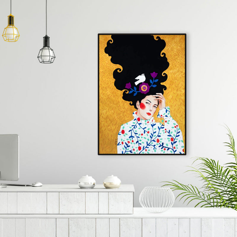 Lichtfarbe Mode Figur Malerei Illustration Glam Texturiertes Leinwand für Lounge