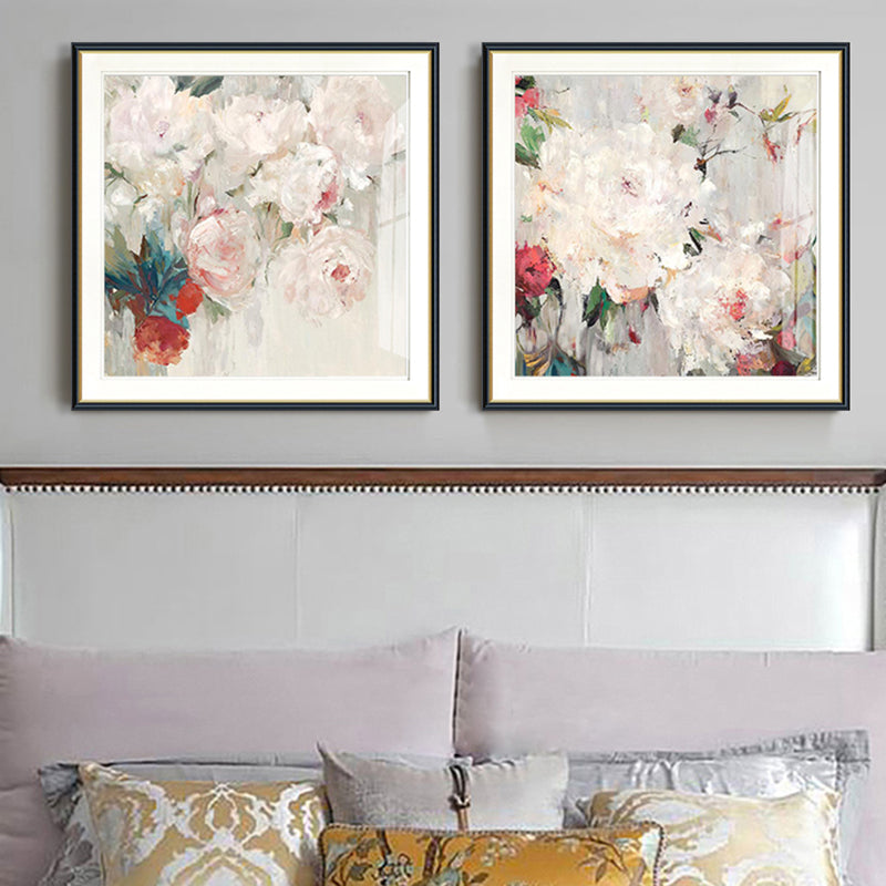 Frendorf | Bloom Print Eingewickelte Leinwand Traditionelles Texturiertes Gemälde in Heller Farbe für Lounge