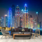 Weltbekannte Nachtansicht Wandmural Global Inspiriert Vlies-Wanddekoration für Hausinterieur
