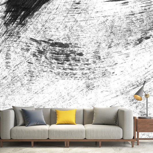 Frendorf | Giant Contemporary Wall Mural Schwarzes Pinselstrichmuster Wanddekoration, Individuell bedruckt