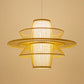 Bamboo Barrel Down Lighting Pendant Asian 16"/23.5"/39" Breit 1 Glühbirne Beige Hängeleuchte mit 3-lagigem Schirm