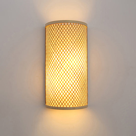 Frendorf | Halbzylindrische Wandlampe zur flush-Montage Minimalistische Bambus 1 Kopf Flur Wandleuchte in Beige