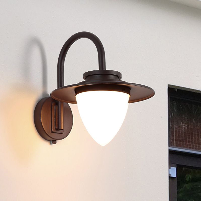 Frendorf | Milky Glass Kaffeewandlampe Beleuchtung Kegelförmige 1-Lampe Industrie Lichtarmatur mit Metall-Gaanschnabelarm