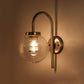 Frendorf | 1 Licht Globe Wandlamp Vintage Zwart/RVS Duidelijk Glas Wandlamp voor Slaapkamer met Koeiennek