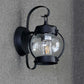Frendorf | Ein Lampen Wandlicht mit Zylinder/Laternen-Schirm Blasenglas Industrielle Veranda Wandleuchte Fixture in Schwarz
