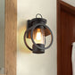 Frendorf | 1 Licht Zylinder Wandlamp Vintage Zwart Helder Geweven Glas Wandlamp met Ronde Frame