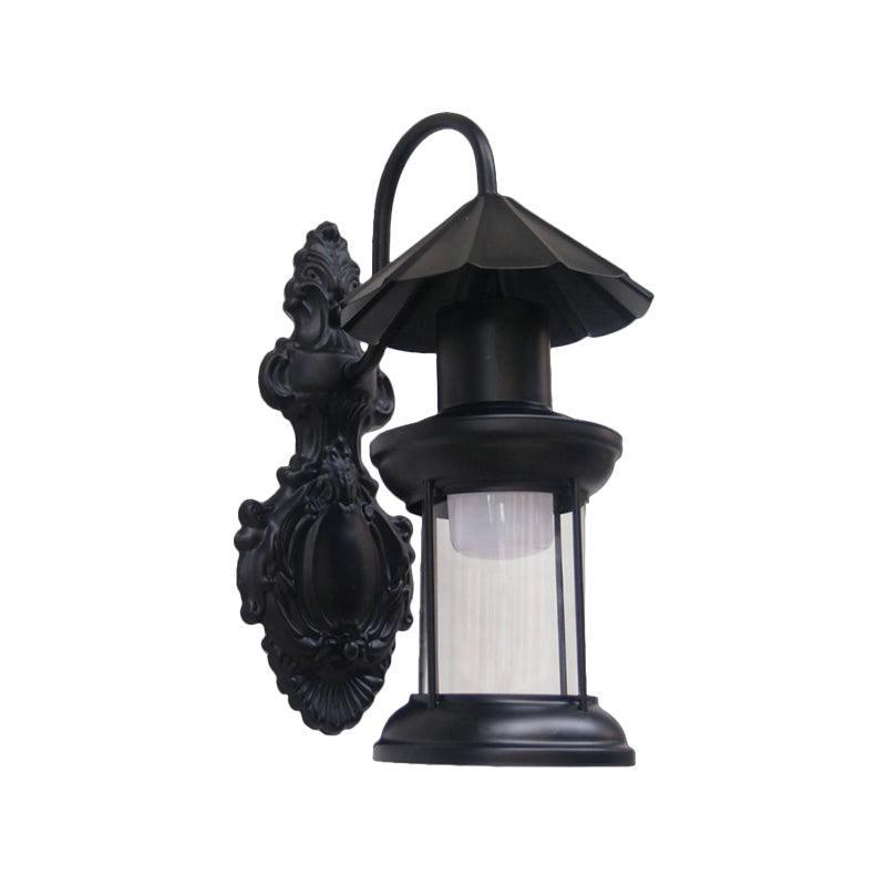 Frendorf | Einschaliger Wandleuchte mit Kerosinschirm klar Glas Küsten Außenleuchte in Schwarz/Kupfer/Bronze