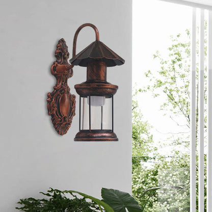 Frendorf | Einschaliger Wandleuchte mit Kerosinschirm klar Glas Küsten Außenleuchte in Schwarz/Kupfer/Bronze