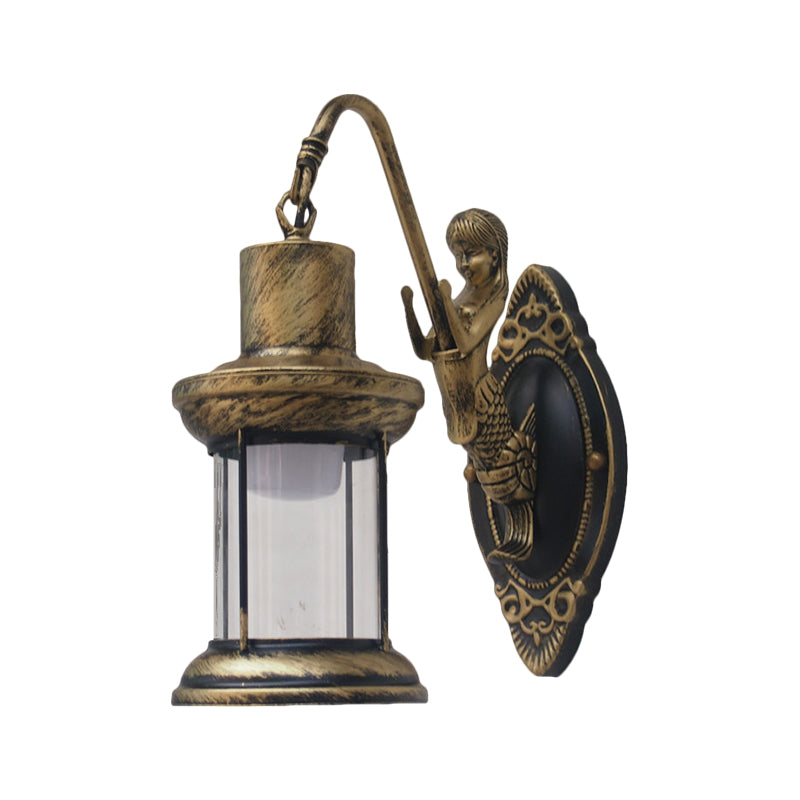 Frendorf | Klares Glas Schwarz/Bronze/Kupfer Wandleuchte Kerosene 1-Licht Vintage Stil Wandlampe Leuchte für Außenbereich
