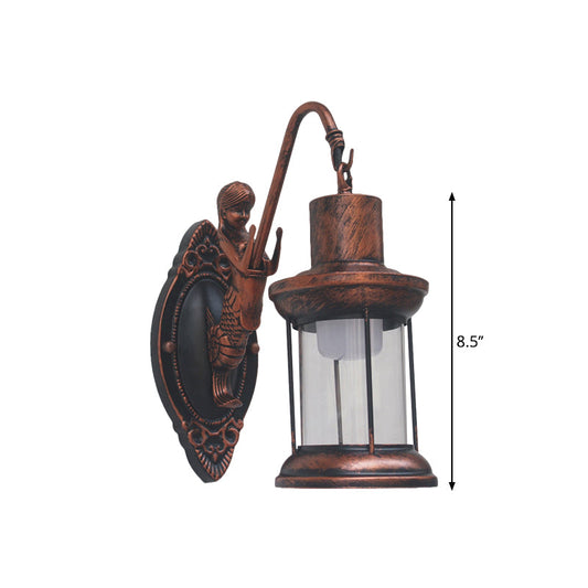 Frendorf | Klares Glas Schwarz/Bronze/Kupfer Wandleuchte Kerosene 1-Licht Vintage Stil Wandlampe Leuchte für Außenbereich