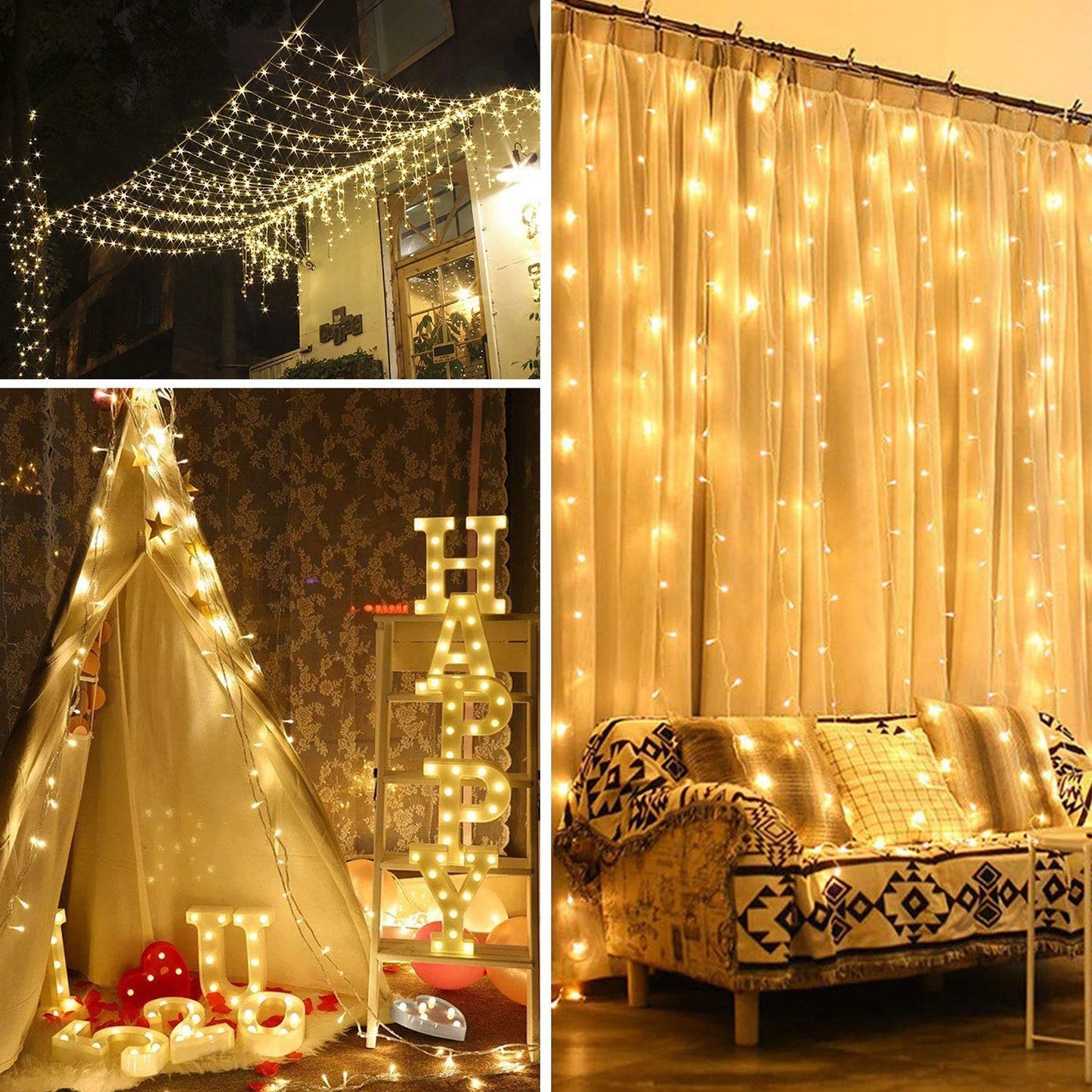 Frendorf | 19,6 x 6,6 FT. 448 LED Warmweiß Wasserdicht Lichterkette Fee Vorhanglichter