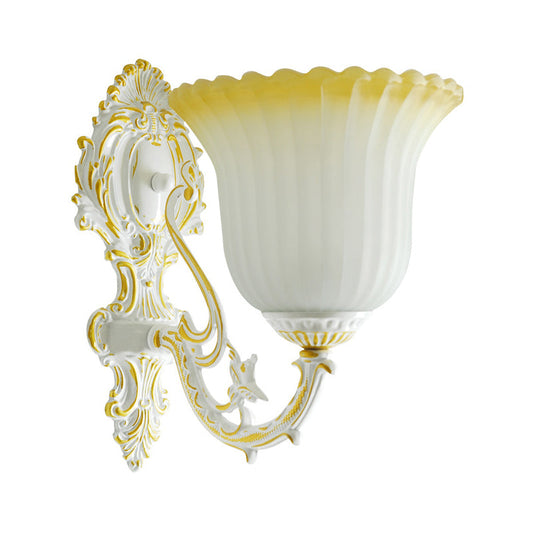 Frendorf | 1 Glühbirne Creme Glas Wandlicht Vintage Weiß Floral Küche Wandmontage Beleuchtung Armatur
