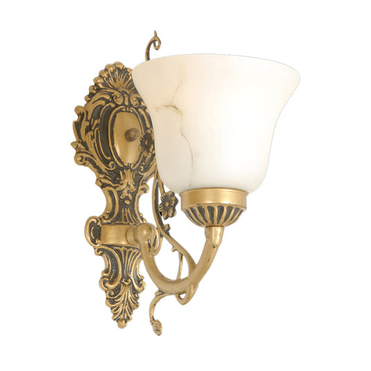 Frendorf | 1 Glühbirne Creme Glas Wandlicht Vintage Weiß Floral Küche Wandmontage Beleuchtung Armatur