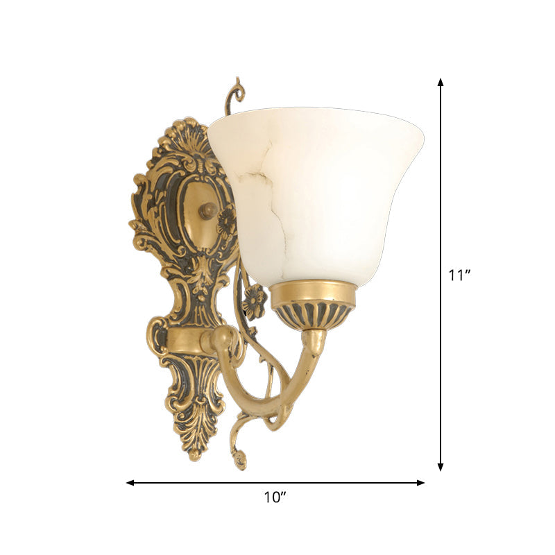 Frendorf | 1 Glühbirne Creme Glas Wandlicht Vintage Weiß Floral Küche Wandmontage Beleuchtung Armatur