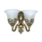 Frendorf | 2-Licht Wandleuchte Traditionelle Flur Wandleuchte mit Glocke Alabaster Glas Schirm in Bronze