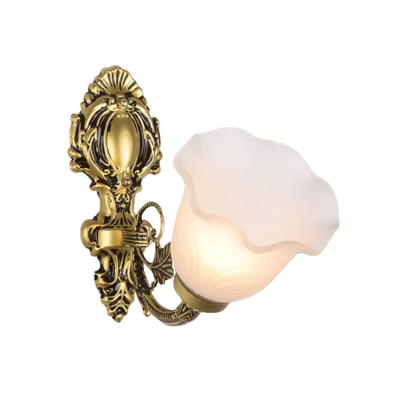 Frendorf | 1 Licht Bellflower Wandlamp Boerderij Brons Melkijsglas Wandgemonteerde Verlichting voor Hoek