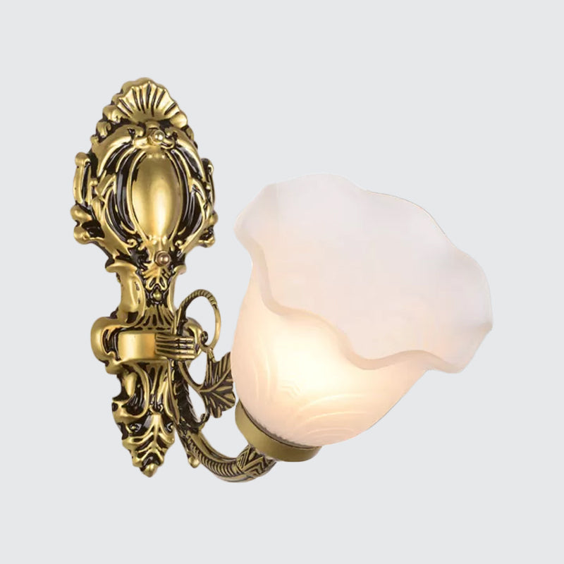 Frendorf | 1 Licht Bellflower Wandlamp Boerderij Brons Melkijsglas Wandgemonteerde Verlichting voor Hoek