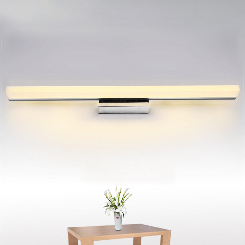 Frendorf | 16"/31.5"/47" W Acryl Gerade Schminklampe Minimalismus Chrom LED Wandmontage Lichtleuchte in Chrom