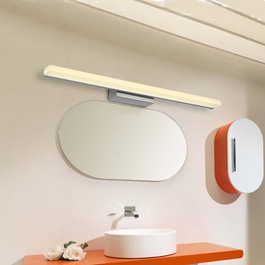 Frendorf | 16"/31.5"/47" W Acryl Gerade Schminklampe Minimalismus Chrom LED Wandmontage Lichtleuchte in Chrom