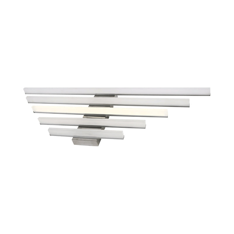 Frendorf | 16"/31.5"/47" W Acryl Gerade Schminklampe Minimalismus Chrom LED Wandmontage Lichtleuchte in Chrom
