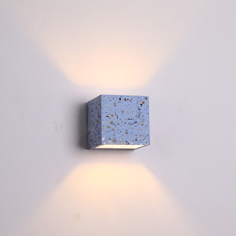 Frendorf | Nordic Style Cubic Up Down Wandlamp Terrazzo 1 Lamp Hotel Wandmontage Licht in Rood/Wit/Blauw