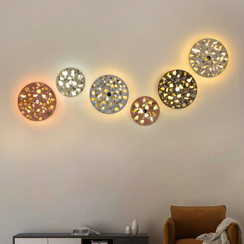Frendorf | Terrazzo Disk LED Wandlicht Art Deco Schwarz/Rot/Blau Flush Mount Wandleuchte für das Wohnzimmer