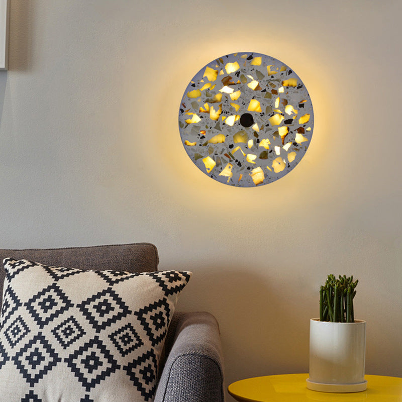 Frendorf | Terrazzo Disk LED Wandlicht Art Deco Schwarz/Rot/Blau Flush Mount Wandleuchte für das Wohnzimmer