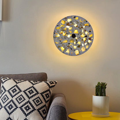 Frendorf | Terrazzo Disk LED Wandlicht Art Deco Schwarz/Rot/Blau Flush Mount Wandleuchte für das Wohnzimmer