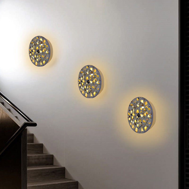 Frendorf | Terrazzo Disk LED Wandlicht Art Deco Schwarz/Rot/Blau Flush Mount Wandleuchte für das Wohnzimmer