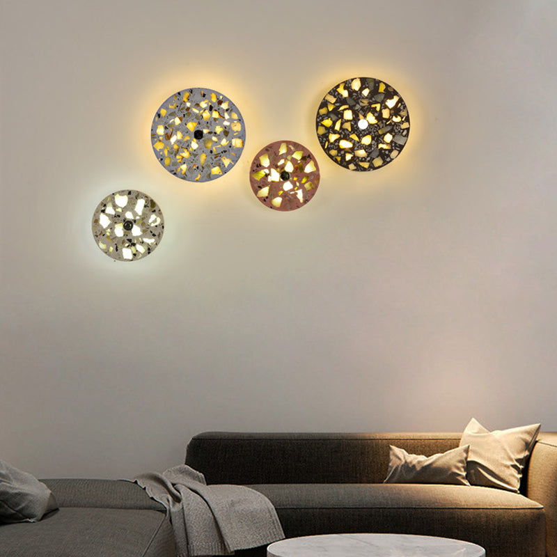 Frendorf | Terrazzo Disk LED Wandlicht Art Deco Schwarz/Rot/Blau Flush Mount Wandleuchte für das Wohnzimmer