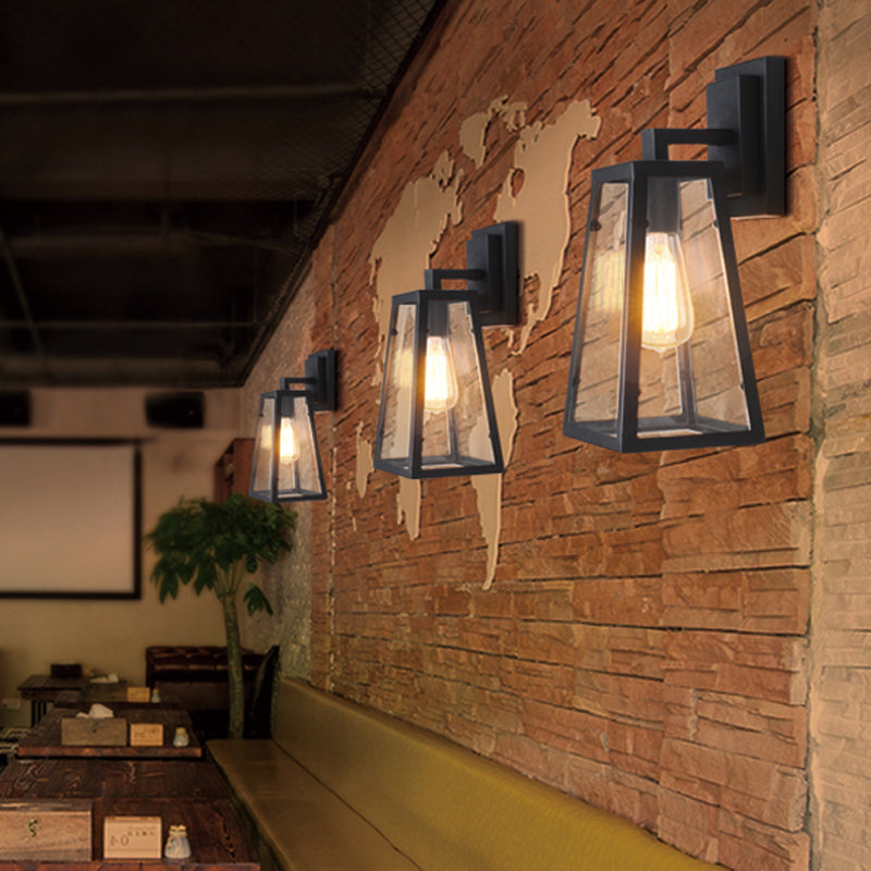 Frendorf | Eisen Schwarze Oberfläche Wand Sconce Wasserrohr/Käfig/Faust-förmig 1-Glühbirne Industrie Stil Wandmontierte Lichtarmatur