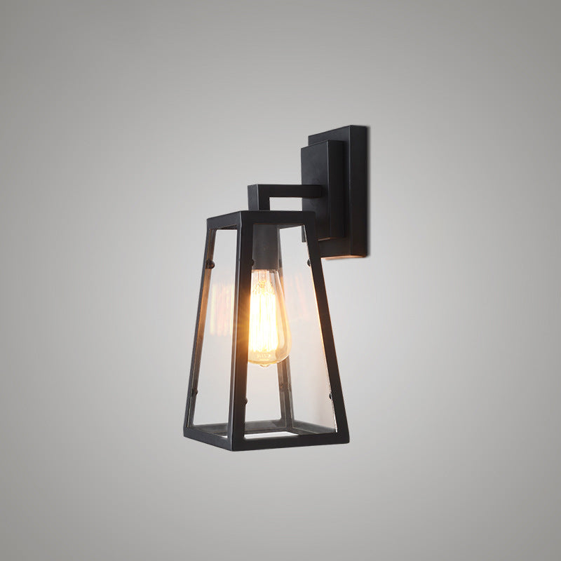 Frendorf | Eisen Schwarze Oberfläche Wand Sconce Wasserrohr/Käfig/Faust-förmig 1-Glühbirne Industrie Stil Wandmontierte Lichtarmatur
