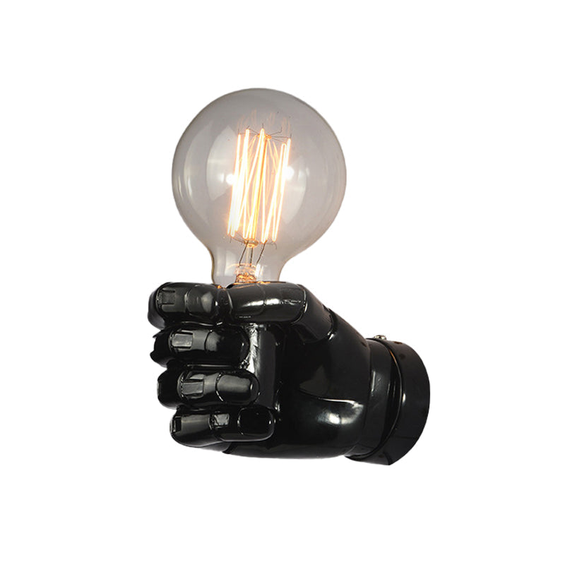 Frendorf | Eisen Schwarze Oberfläche Wand Sconce Wasserrohr/Käfig/Faust-förmig 1-Glühbirne Industrie Stil Wandmontierte Lichtarmatur