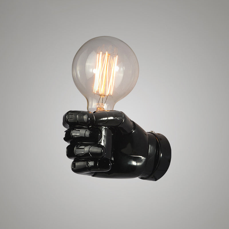 Frendorf | Eisen Schwarze Oberfläche Wand Sconce Wasserrohr/Käfig/Faust-förmig 1-Glühbirne Industrie Stil Wandmontierte Lichtarmatur