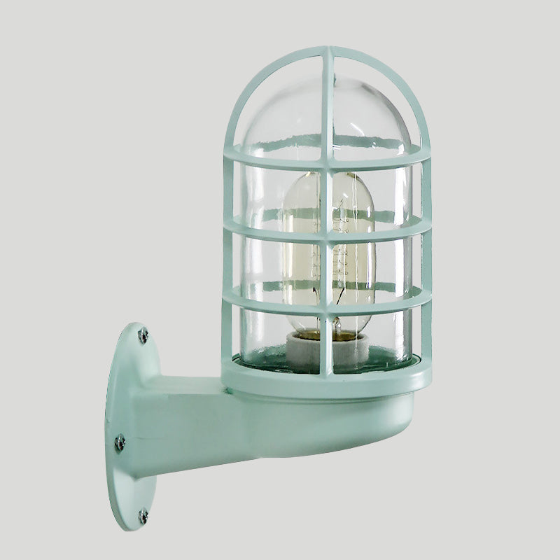 Frendorf | Loft Capsule Wandlamp Fixture Enkele Transparante Glas Wandlamp met Draadkooi in Roze/Blauw/Roest