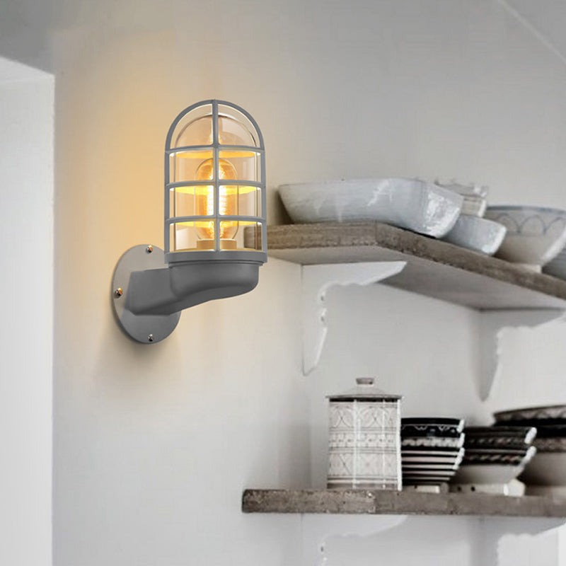 Frendorf | Loft Capsule Wandlamp Fixture Enkele Transparante Glas Wandlamp met Draadkooi in Roze/Blauw/Roest