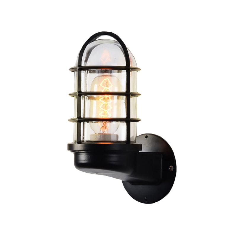 Frendorf | Loft Capsule Wandlamp Fixture Enkele Transparante Glas Wandlamp met Draadkooi in Roze/Blauw/Roest