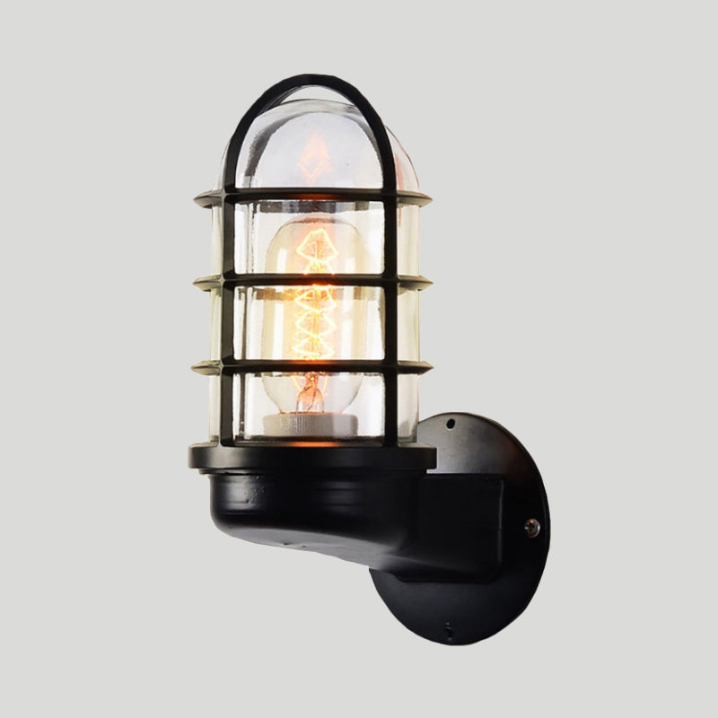 Frendorf | Loft Capsule Wandlamp Fixture Enkele Transparante Glas Wandlamp met Draadkooi in Roze/Blauw/Roest