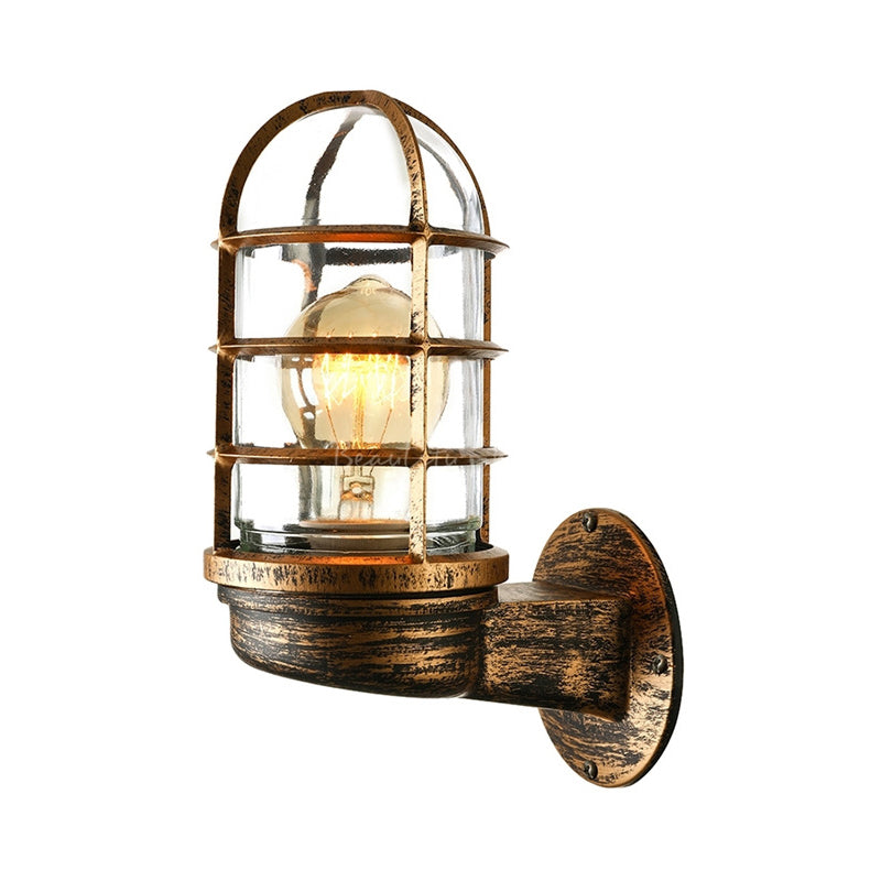 Frendorf | Loft Capsule Wandlamp Fixture Enkele Transparante Glas Wandlamp met Draadkooi in Roze/Blauw/Roest