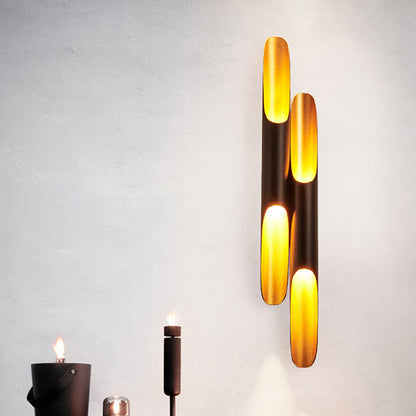 Frendorf | Cilinder Metallic Wandlamp Modern 1/4-Lamp Geel-Zwart Wandarmatuur voor Woonkamer