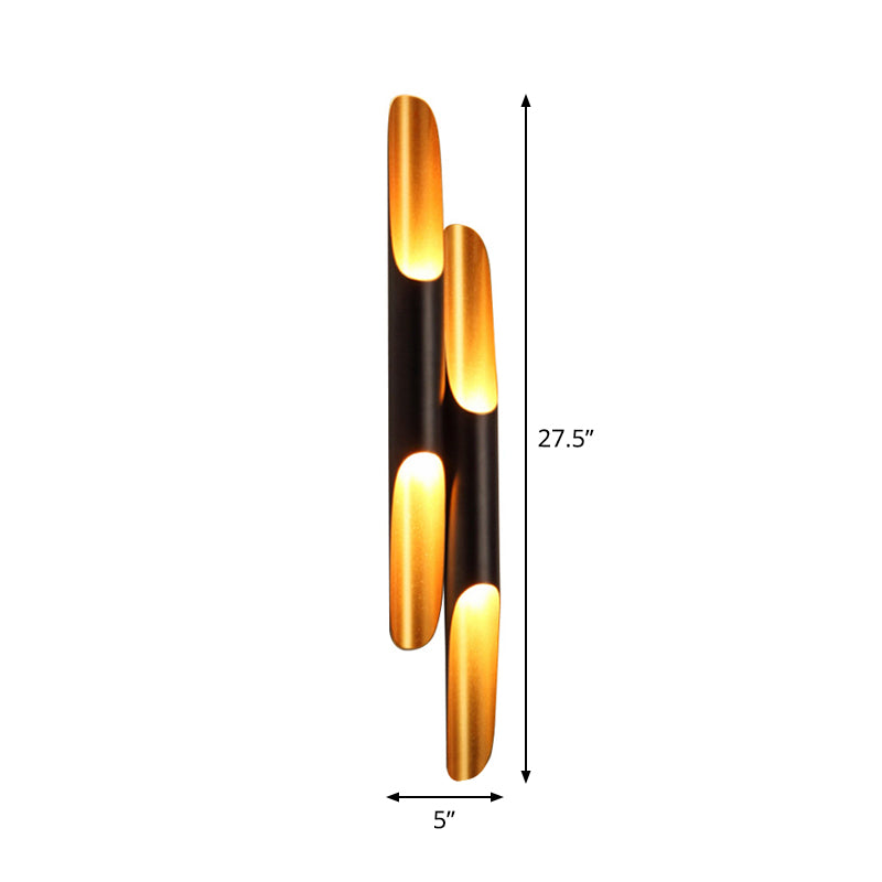 Frendorf | Cilinder Metallic Wandlamp Modern 1/4-Lamp Geel-Zwart Wandarmatuur voor Woonkamer