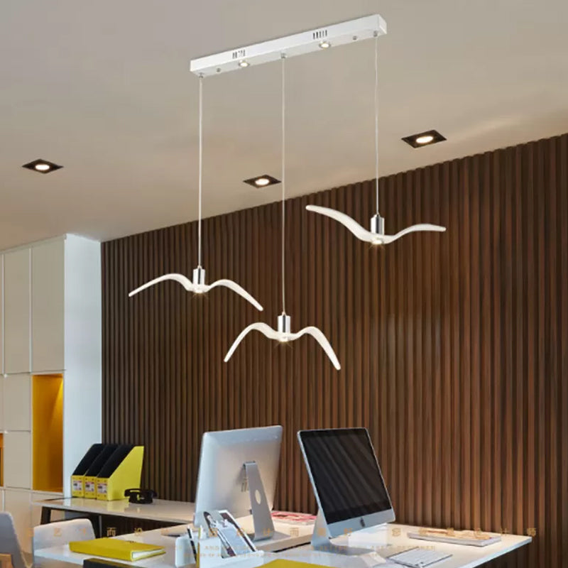 Artistry Seagull Multi Light Pendant Metallic 3 Lights Schlafzimmer Hängeleuchte Deckenleuchte in Weiß/Schwarz mit Rund/Linear Deckenplatte