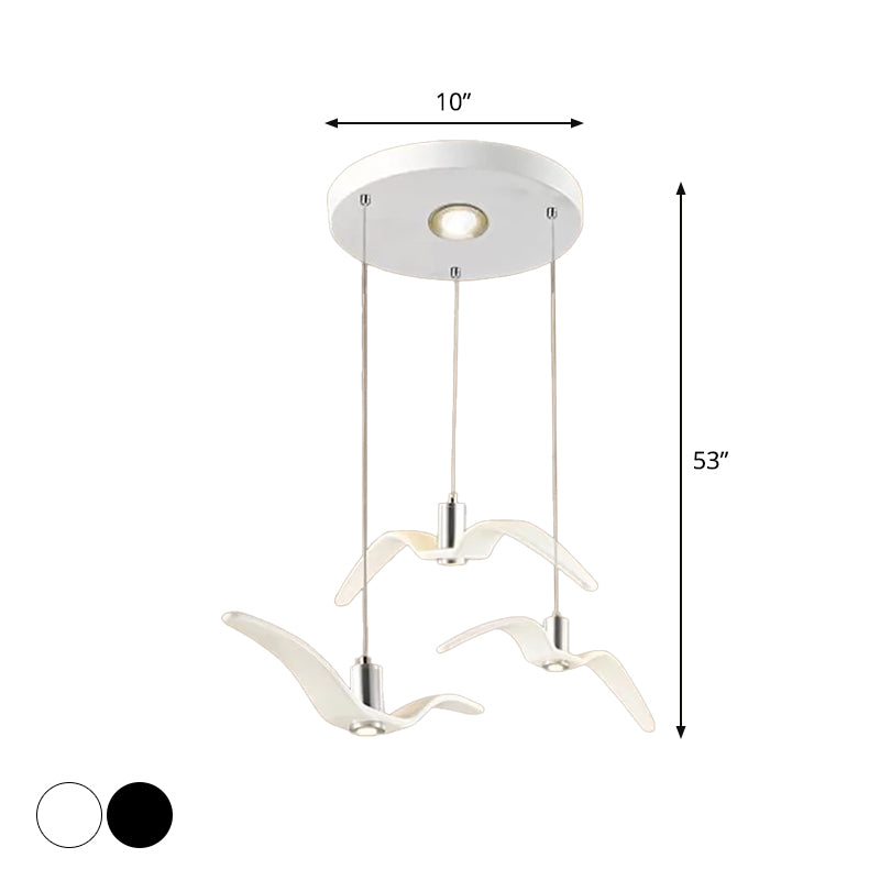 Artistry Seagull Multi Light Pendant Metallic 3 Lights Schlafzimmer Hängeleuchte Deckenleuchte in Weiß/Schwarz mit Rund/Linear Deckenplatte