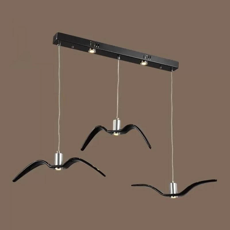 Artistry Seagull Multi Light Pendant Metallic 3 Lights Schlafzimmer Hängeleuchte Deckenleuchte in Weiß/Schwarz mit Rund/Linear Deckenplatte