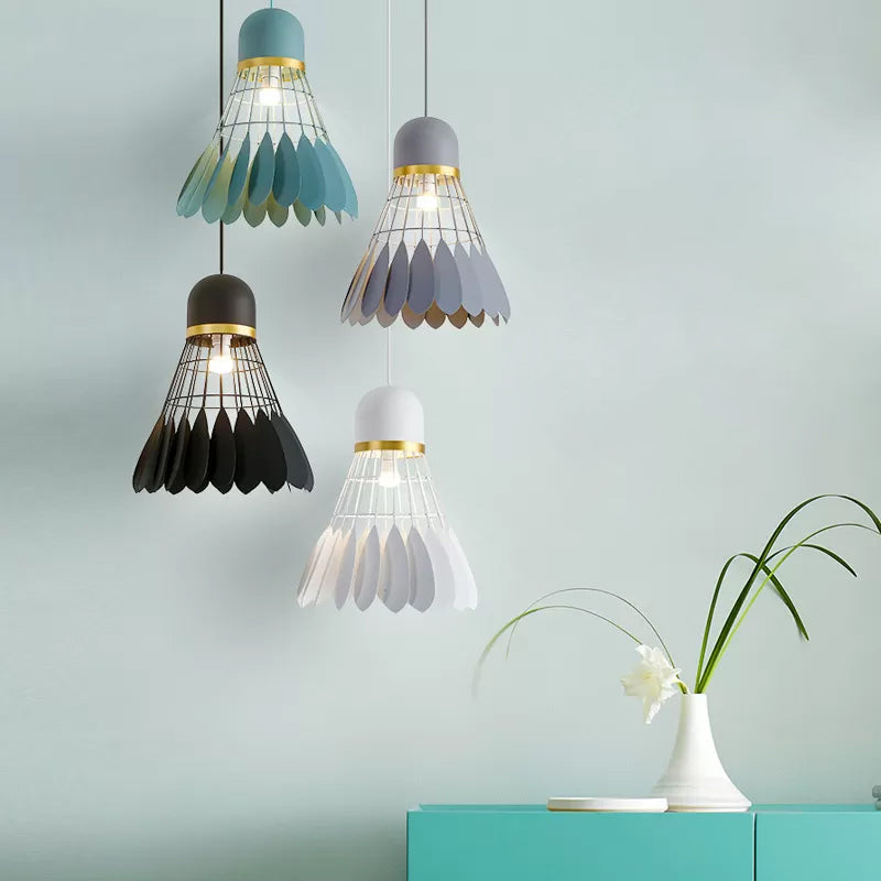 Badminton Hängeleuchte Kunstmetallic 1-Licht Esszimmer Pendelleuchte in Weiß/Schwarz/Grau