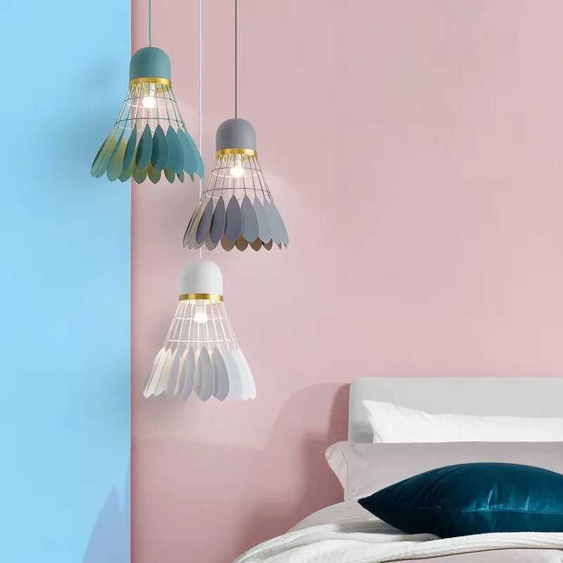 Badminton Hängeleuchte Kunstmetallic 1-Licht Esszimmer Pendelleuchte in Weiß/Schwarz/Grau