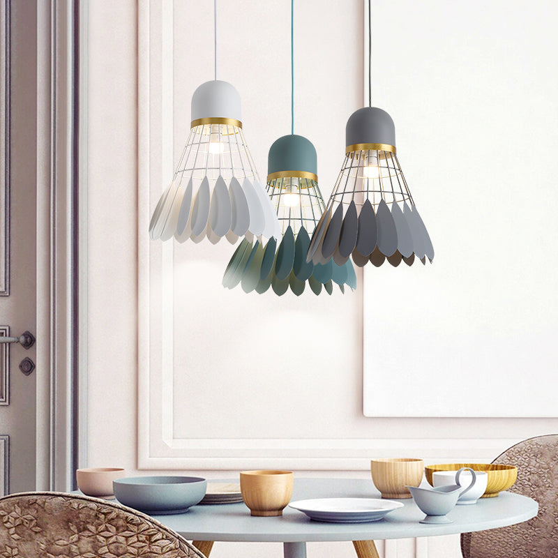 Badminton Hängeleuchte Kunstmetallic 1-Licht Esszimmer Pendelleuchte in Weiß/Schwarz/Grau